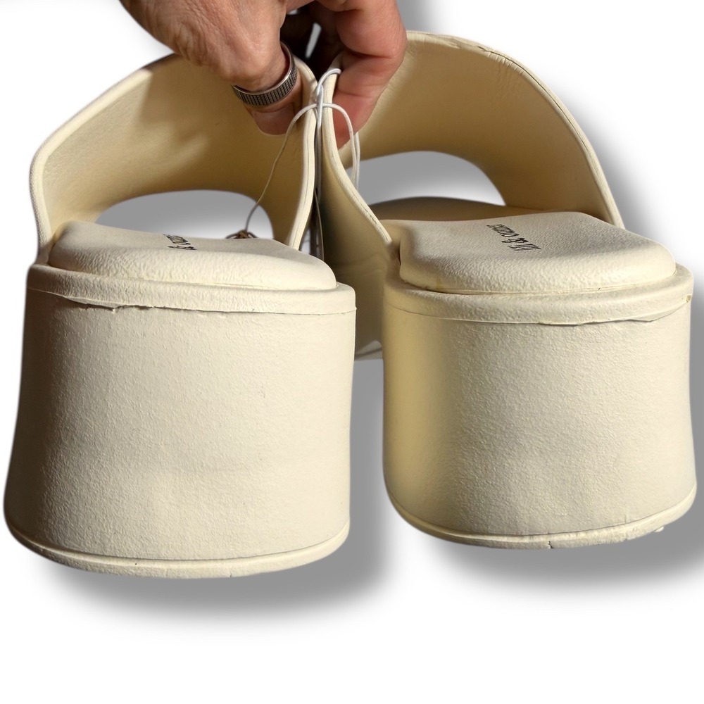 NWT Lili & Oumer Women Cream Platform Slide Sandals Mules Sz 9 - Picture 3 of 9